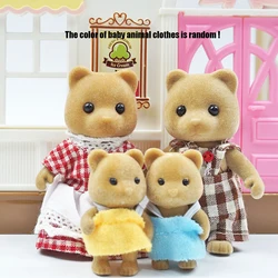 Easter Bunny Family Forest Animal Dollhouse Miniature Set for Girls (Brown Bear Family)