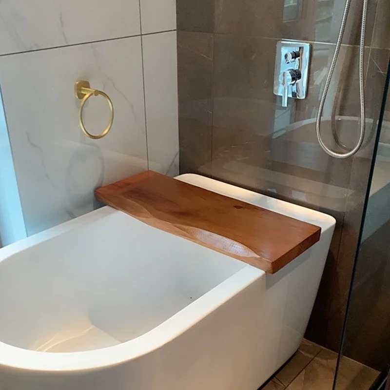 High-end Solid Wood Hotel B & B Club Bathroom Bathtub Rack Household Bath Supplies Shower Gel Storage Rack Tray