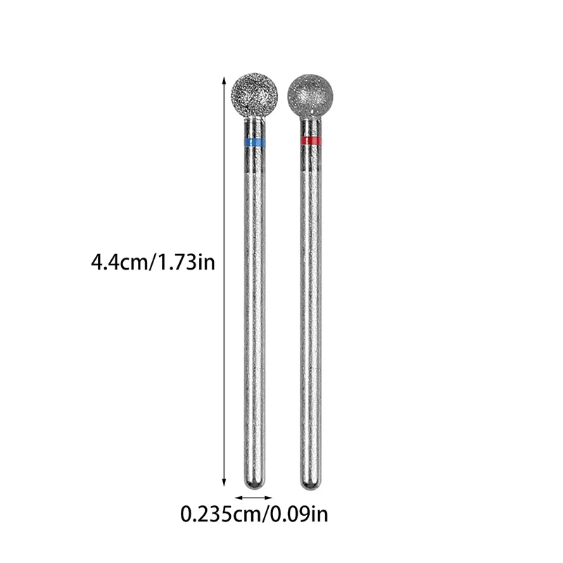 2개/세트 작은 원형 헤드 네일 드릴 비트 각질 제거기 전동 큐티클 디테일 로터리 텅스텐 스틸 광택 페디큐어 클린 도구