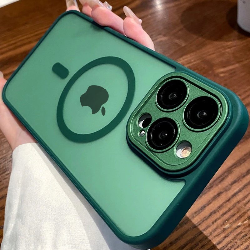 Sleek Translucent Magnetic Matte Case with Magsafe Wireless Charging and Shockproof Protection