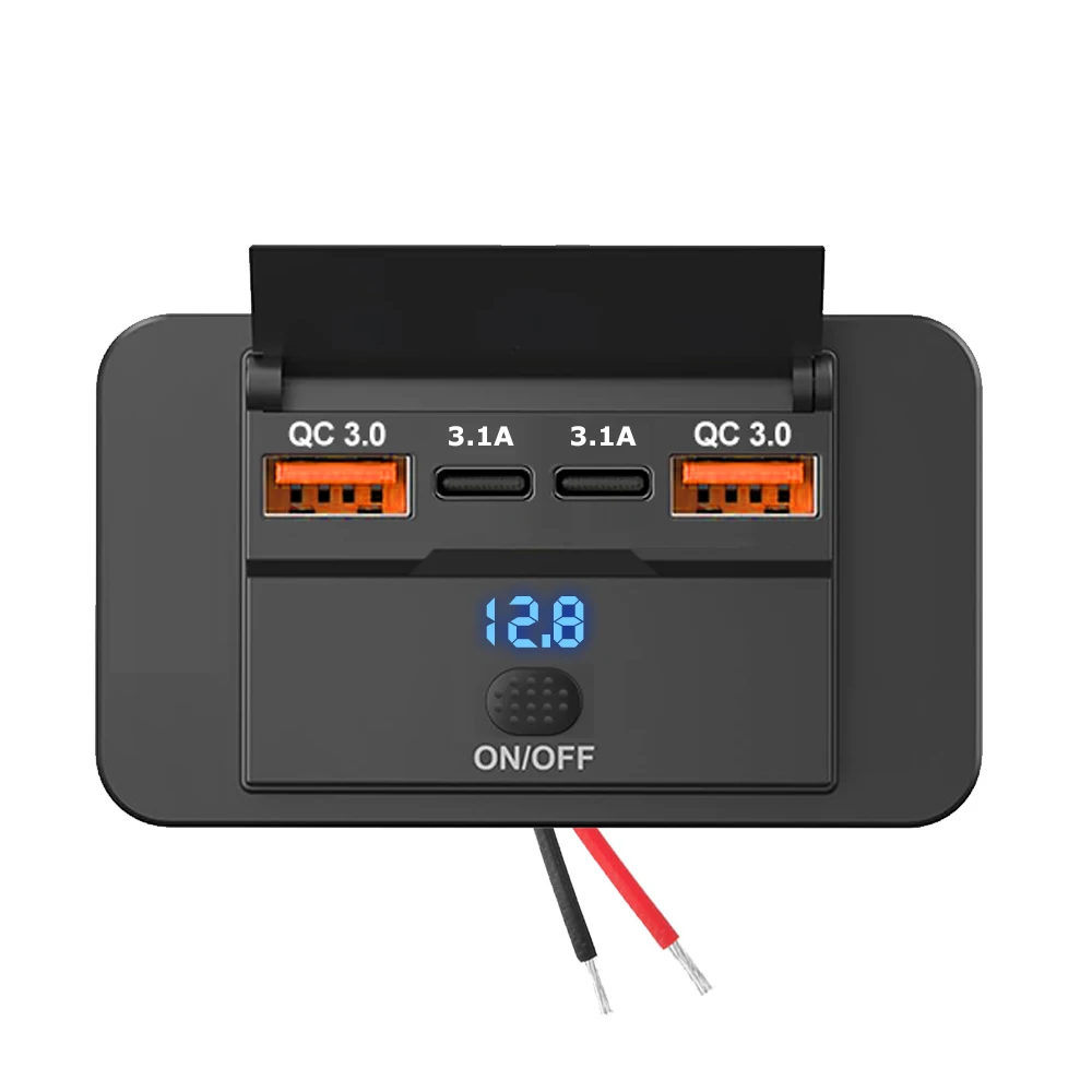 ตัวเลือกสินค้า 4 พอร์ตชาร์จไฟเร็ว PD+QC3.0 สำหรับรถยนต์และเรือ