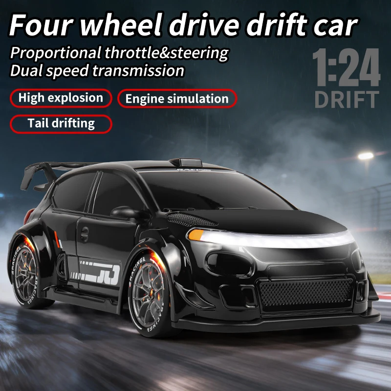 Voiture RC 4x4 Drift 1:24 – Noir ou Blanc – 2 Modes de Vitesse