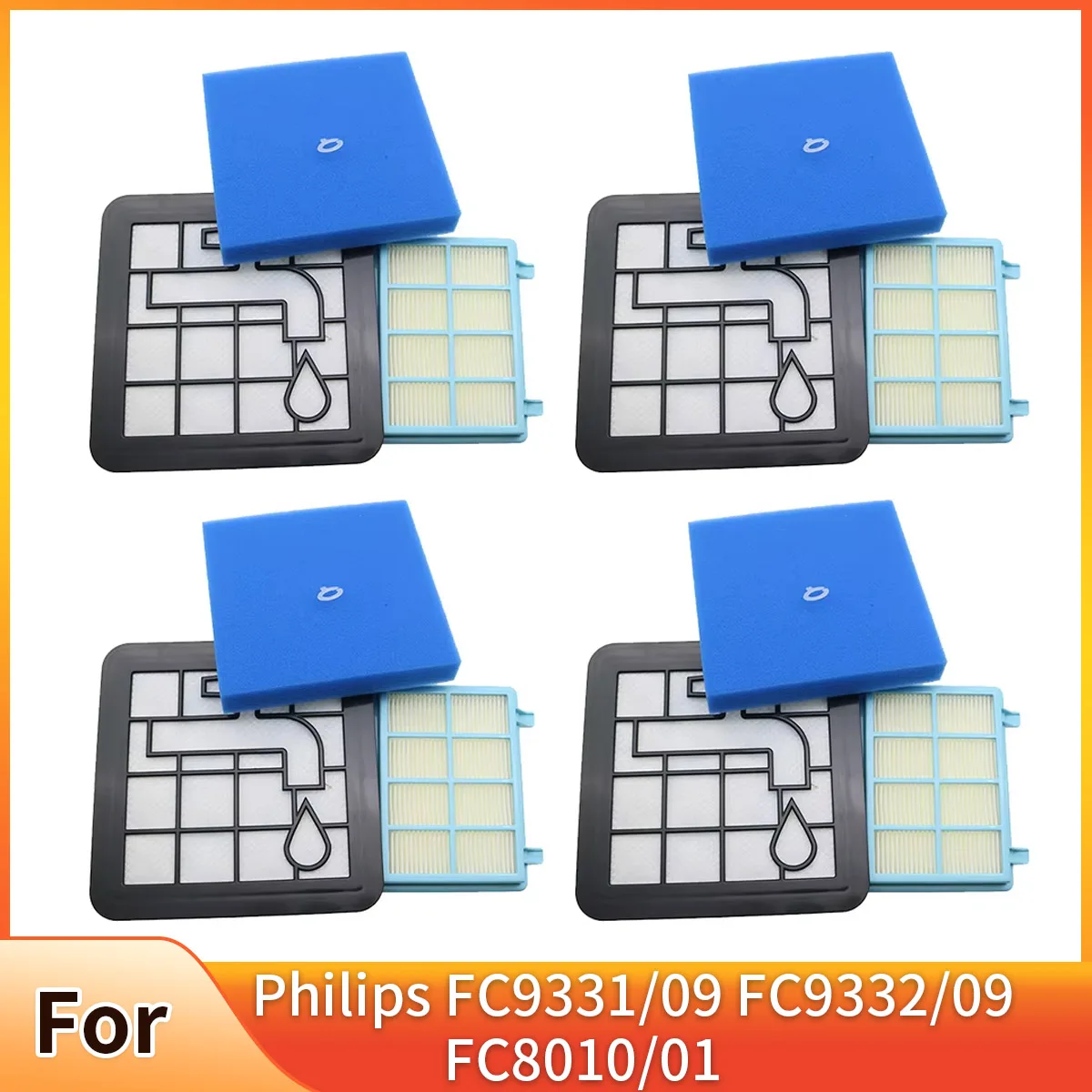 3 Filtri Di Ricambio Per Philips PowerPro Compact E Active - Serie FC9331, FC9332, FC8010 - Filtro HEPA Antiallergico E Spazzola Inclusa