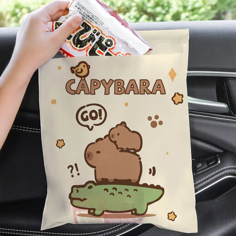 30Pcs Cartoon Capybara Dog Cat Car Disposable Garbage Bag Portable Universal Auto Door Seat Household Desktop Trash Can