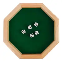 Octagonal Dice Tray Wooden/PU Dice Storage Box Board Game RPG Dice Box Key Wallet Coin Tray Desktop Storage Box 1