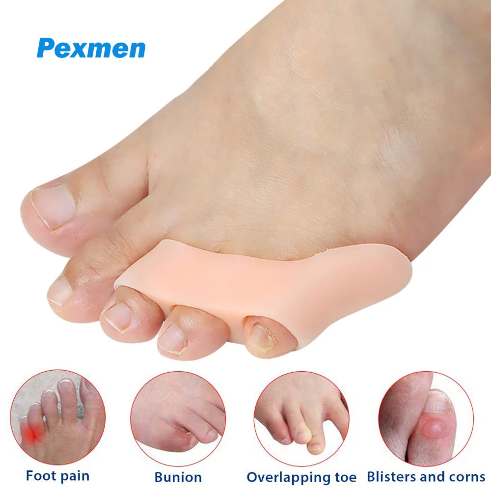 Pexmen 2Pcs/Bag Soft Gel Pinky Toe Separator and Protectors Little Toe Spacers for Small Toes Provide Separate and Protect