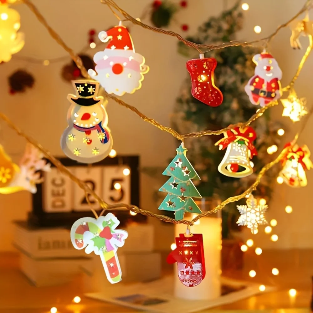 1pc Charming Christmas LED string lights-Santa Claus, Snowman, etc.-perfect for indoor holiday decoration, party and bedroom
