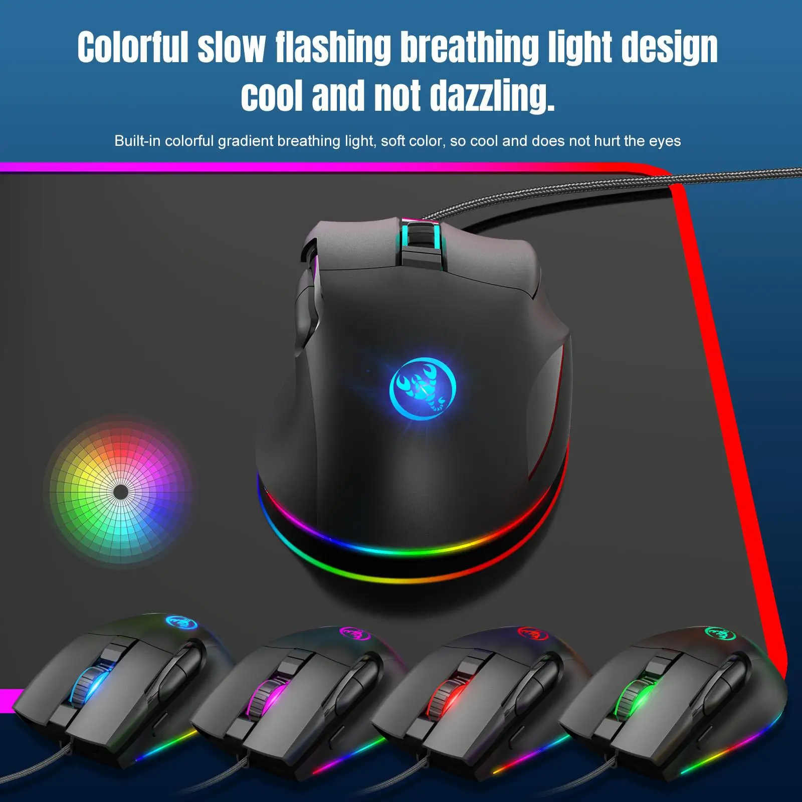 8D Gaming Mouse 200 DPI 8 Buttons 13 Backlits Computer Mouse for Laptop for 7 Right or Left Hand Use Black