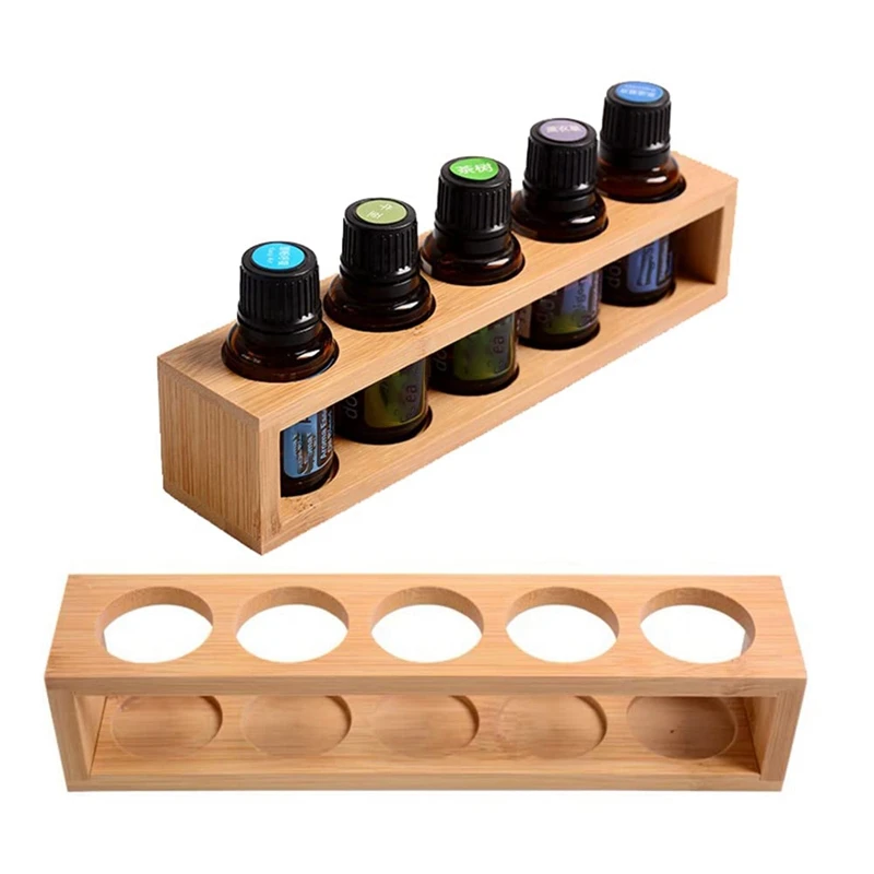 

2Pcs Natural Bamboo Essential Oils Storage Rack Fits 15Ml Bottles 10Ml 5Ml Bottles