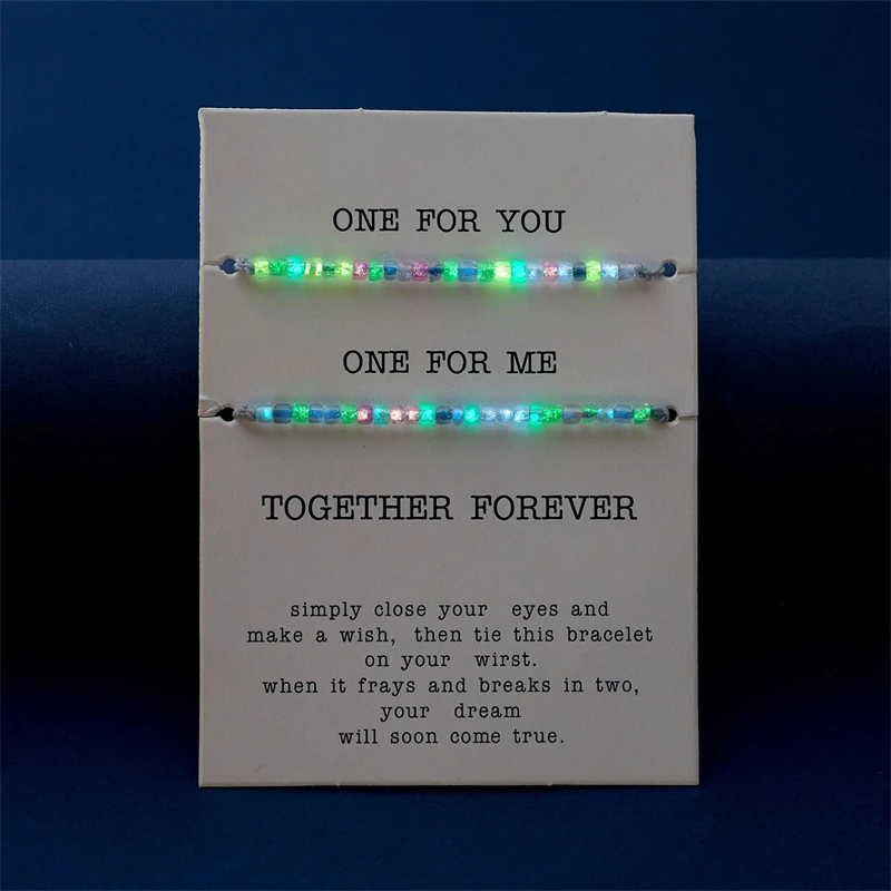 2 teile/satz leuchtendes Armband für Frauen romantisches Leuchten in den dunklen bunten Perlen geflochtenes Seil Armband Paar Freundschaft Schmuck – Detail 9
