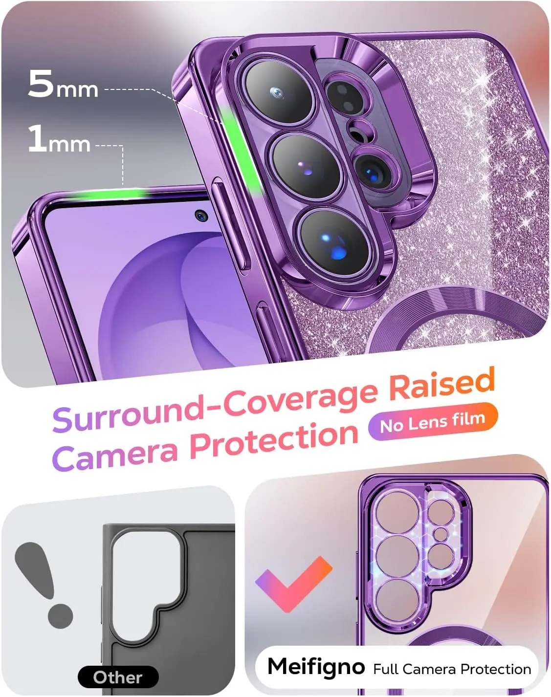 Magnetic Protective Case with MagSafe, Detachable Flash Card, Wristband, and Lens Shield