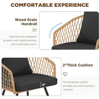 5/7/9-Piece All-Weather Rattan Patio Dining Set with 60" Wood Table Top, Removable Cushions & Umbrella Hole - Outdoor Furniture 4