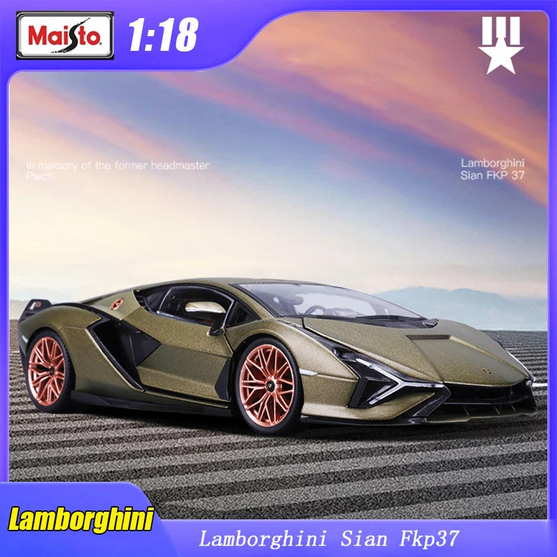 

1:18 Lamborghini Sian Fkp37 Bburago, оригинальная модель спортивного автомобиля, литые модели, роскошные автомобили из сплава, коллекционные игрушечные украшения, подарок