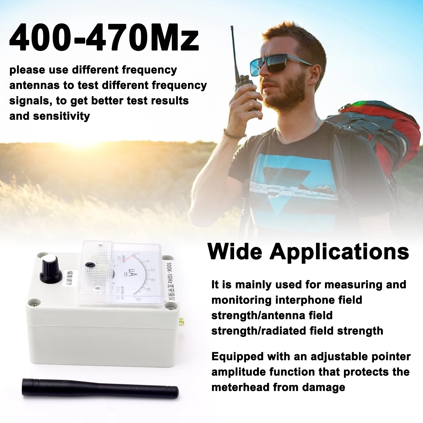 High Sensitivity Field Intensity Indicator 100K to 1GHz Bandwidth Field Strength Meter with Built-in Automatic Damping Function emf meter tester