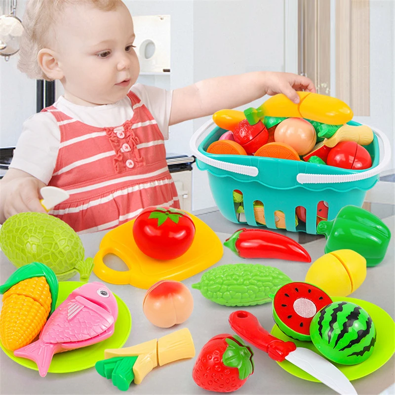 Kitchen Play House Toy Set Simulation Plastic Classic Fruit Vegetable Food Cutting Game Educational Kids Montessori Learning Toy 2