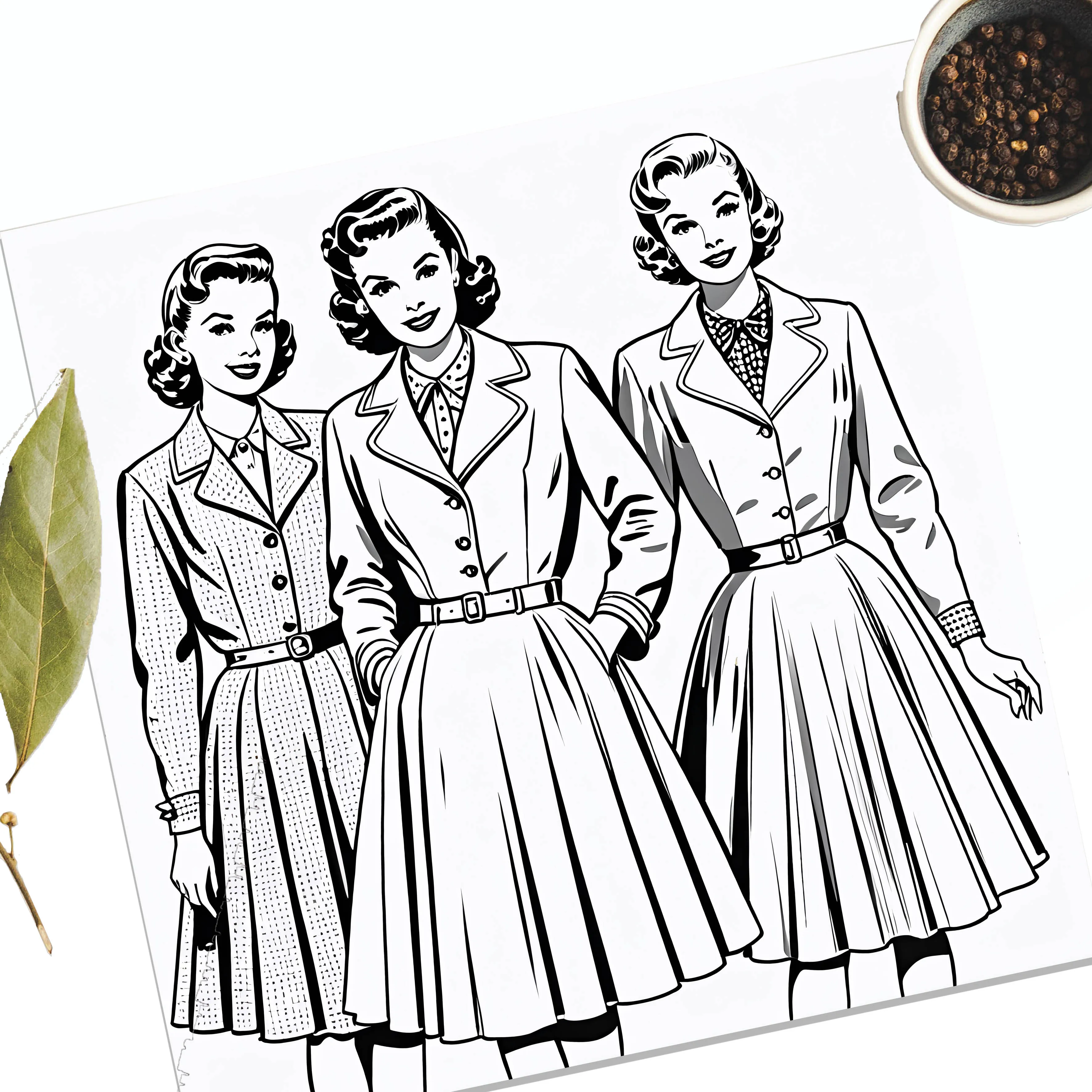 1 pc 26 Pages Retro Fashion Coloring Book Artistic & Creative Expression Perfect for Relaxation for Teens Adults Perfect Gift 5