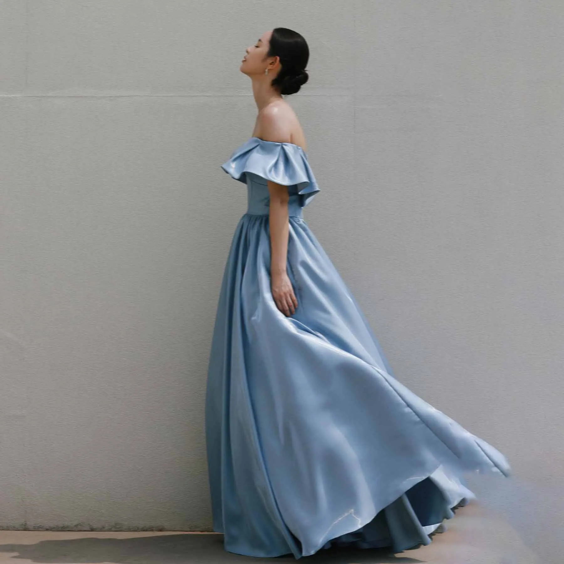 

OEING Sweetheart Korea Garden Evening Dresses Ruffled Sleeves Formal 프롬드레스 Floor Length Elegant Prom Growns Party Women Bride