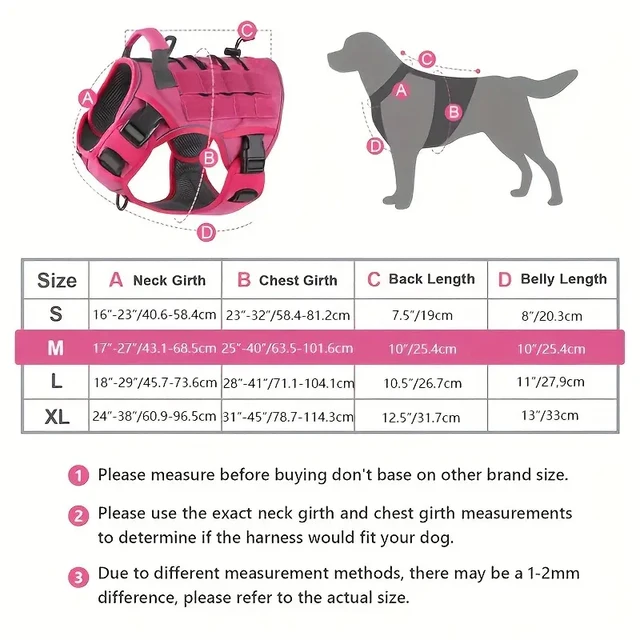 Adjustable No-Pull Tactical Dog Harness with Handle for Large Dogs - Reflective Military Vest for Labrador Retriever, Siberian H 2