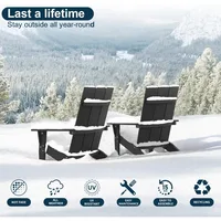 Modern Adirondack Chairs Set of 4,Weather Resistant with Cup Holder Oversize Plastic Fire Pit Chairs Plastic Outdoor Chair 2