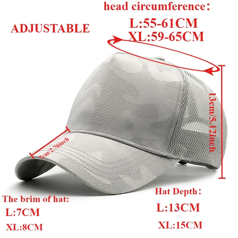Quick Drying Camouflage Baseball Caps Big bead Mesh Dad Hat Men Plus Size 65cm Adjustable Snapback Caps baseball caps baseball cap