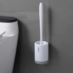 Premium Silicone Toilet Brush with Quick - Drain Holder - Efficient Cleaning Tool (Wallmounteding - Gray)