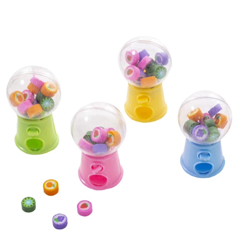 2X Creative Mini Fruit Gashapon Eraser Machine Eraser Dispenser Kids Stationary School Supplies Regalo Per Bambini