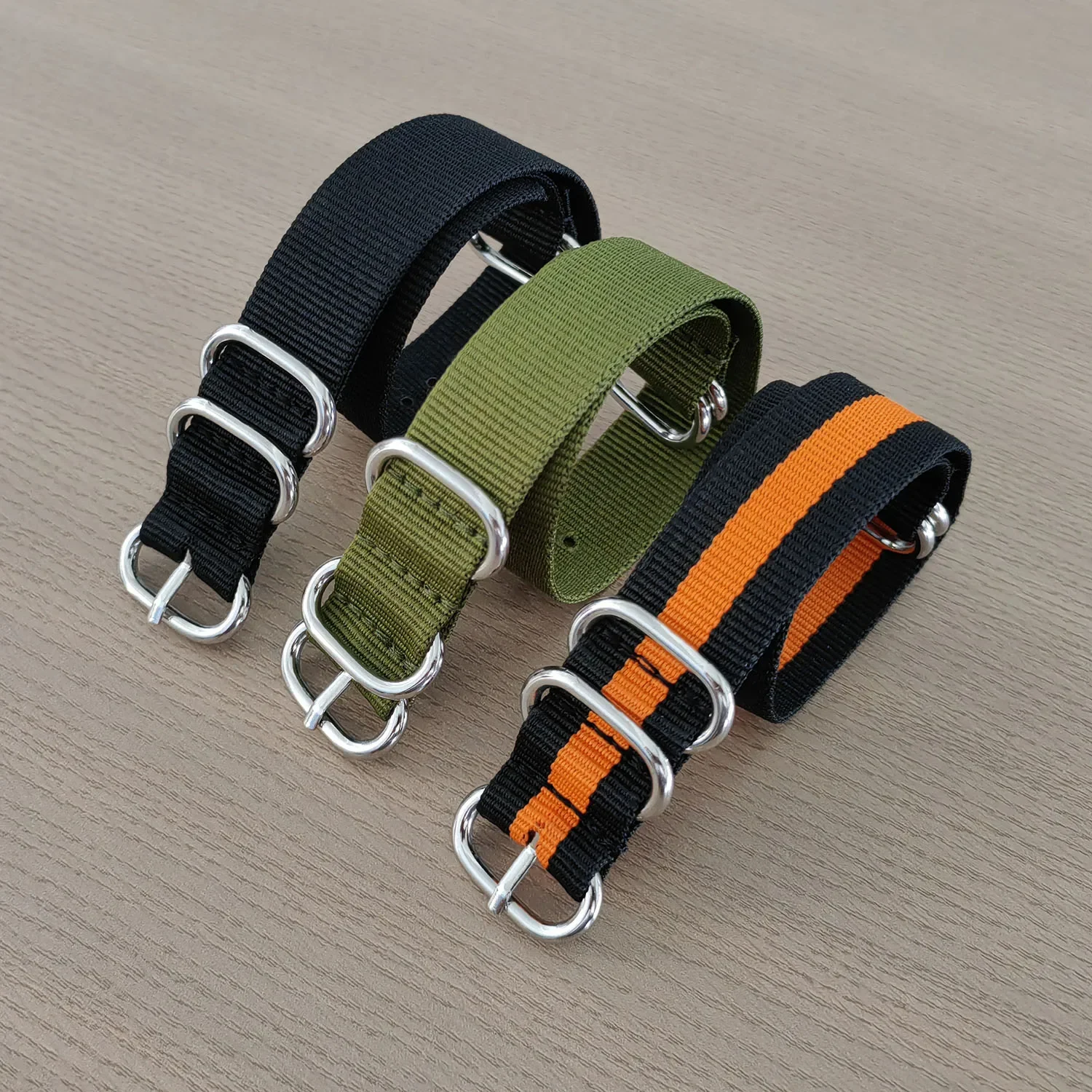 Military-Style Nylon Watch Strap with Stainless Steel Buckle