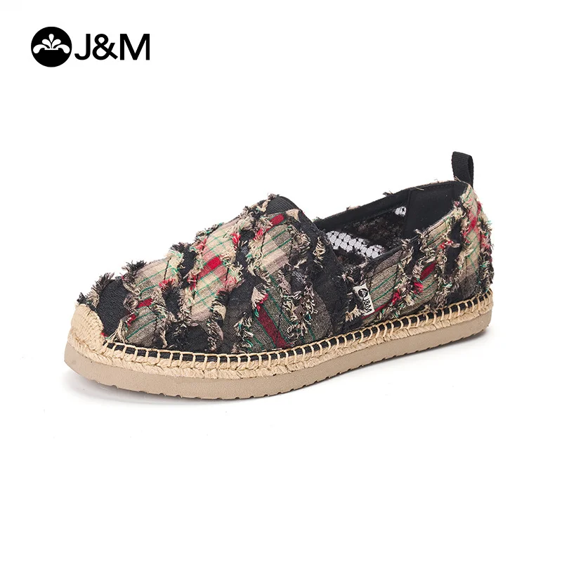 

J&M Fisherman Shoes Fashion Men Shoes Espadrilles Spring Summer Cloth Shoes Loafers Slip-on Casual Shoes Black Sneakers