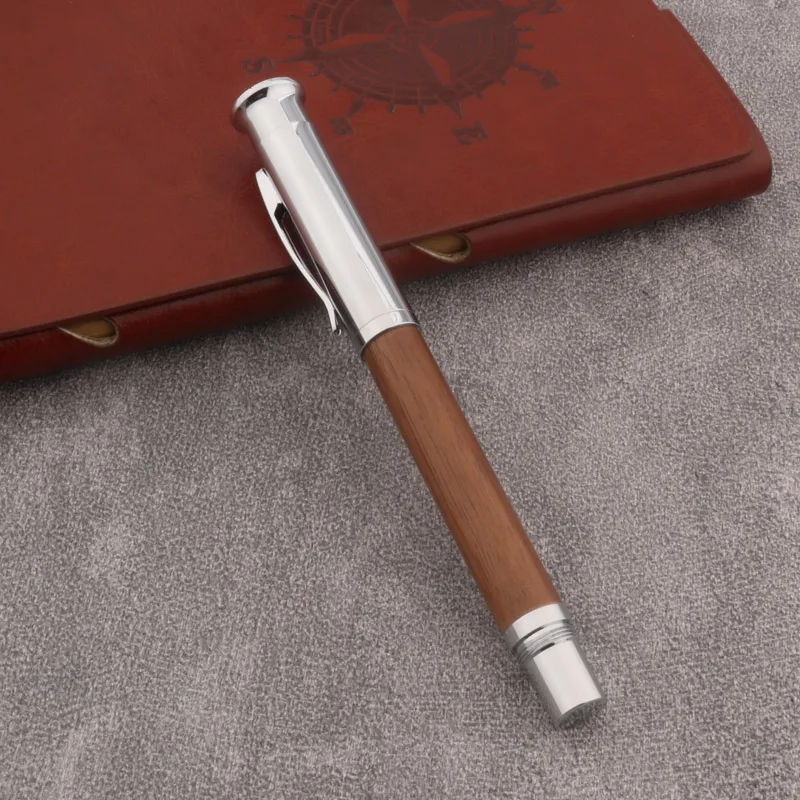 Brown Wood Rollerball Ball Point Ink Pen Stainless Steel Spin Walnut Wooden Stationery Office School Supplies ballpoint pen multifunction ballpoint pen multifunctional pen ball point pen