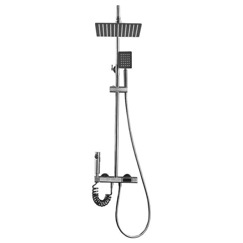 Shower Set Bathroom Household Intelligent Digital Display Hot and Cold Key Piano Style Faucet Shower Booster