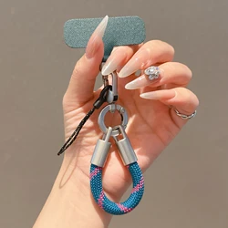 Metal Phone Lanyard with Rotatable Buckle and Steel Clip - Polyester / Nylon (Blue / Green)