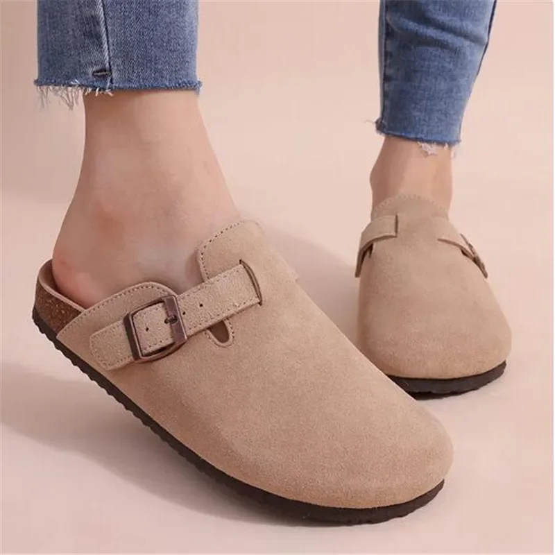 New Boston Clogs Slippers For Women Men Cork Footbed Sandals Female Suede Mules Slides With Arch Support Beach Shoes