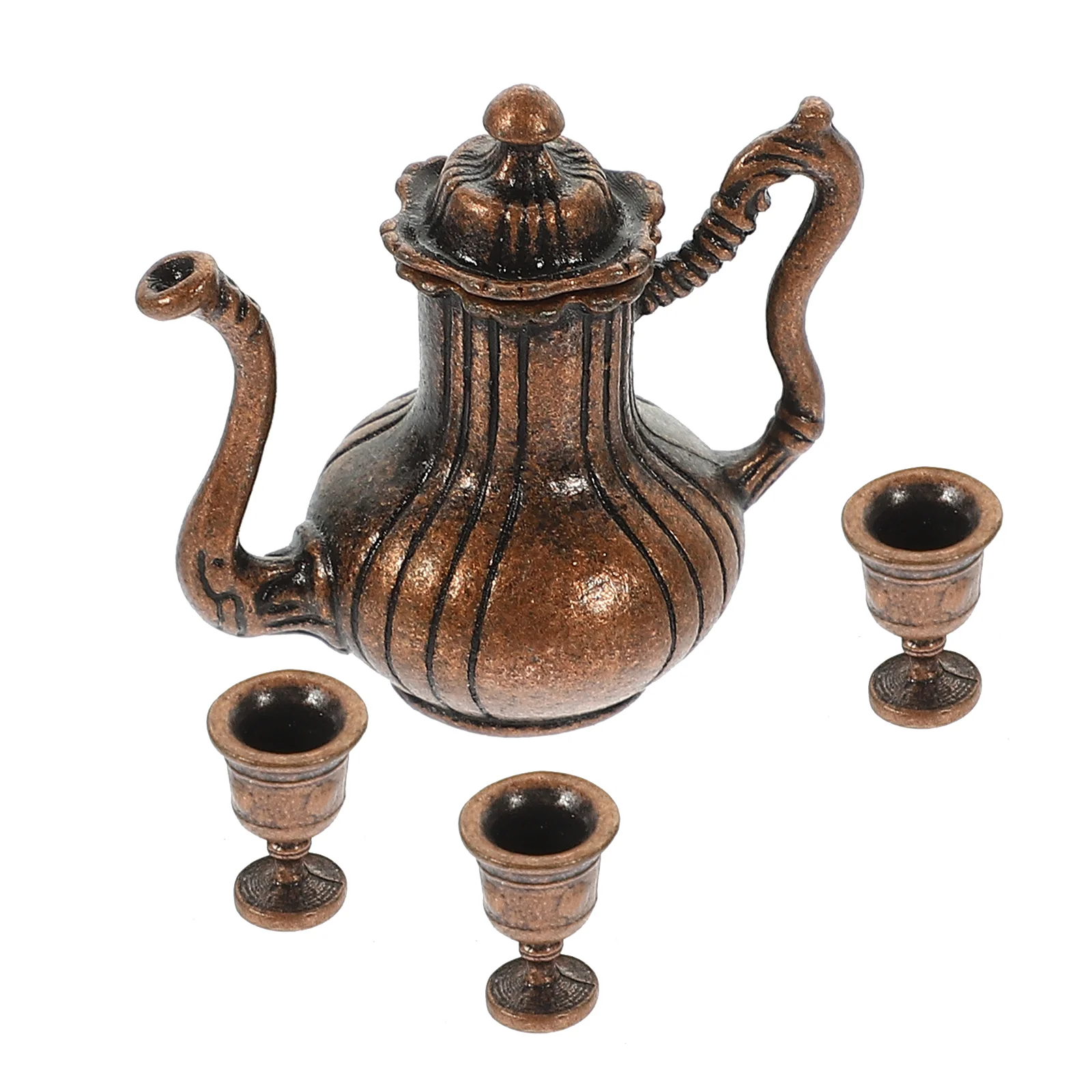 

Tea Cup Sets House Accessories Mini Pretend Practical Kitchen Playset Alloy Toy Teapot Miniatures Vintage