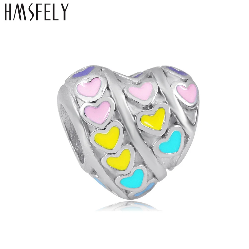 HMSFELY 316l Stainless Steel Big Hole Heart Beads European Castle Beads For DIY Charms Bracelets Jewelry making Accessories