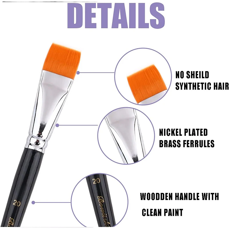 Bowitzki  Face Paint Brush Set Professional Quality Brush For Face Painting Watercolor Acrylic Oil Painting Nail Art
