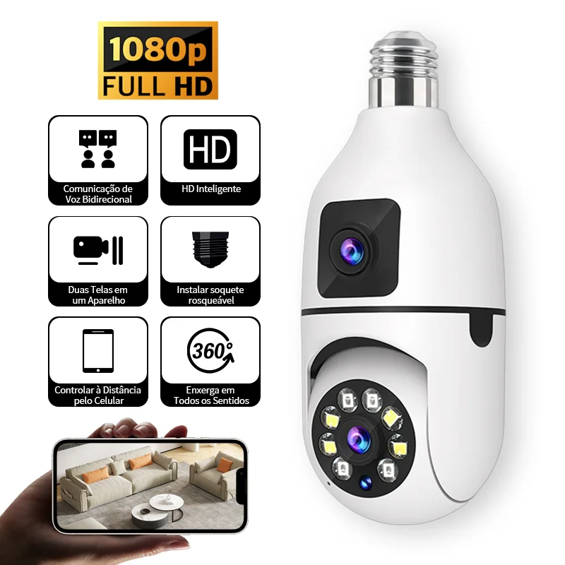 Bulb WIFI Camera Dual Lens Security Video Indoor Surveillance Human Tracking Wireless Two-way Audio Cameras Color Night Vision 1