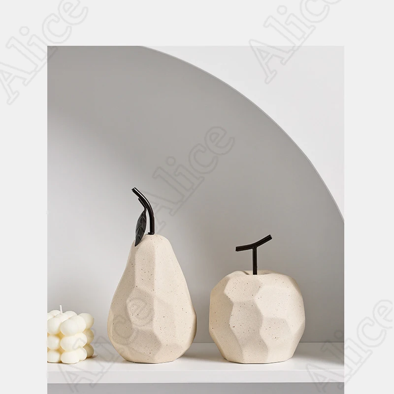 

Creative Ceramic Apple Pear Ornament Modern Simple Living Room Decoration TV Cabinet Desktop Bedroom Fruit Furnishing Room Decor