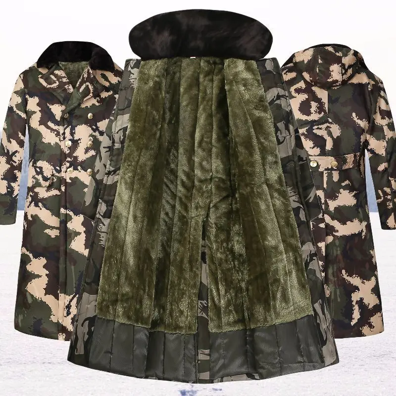 

2022 Winter Military Cargo Zip Up Camouflage Jacket Warm Parkas Fur Hooded Clothes Fashion thickened cold proof men's and women