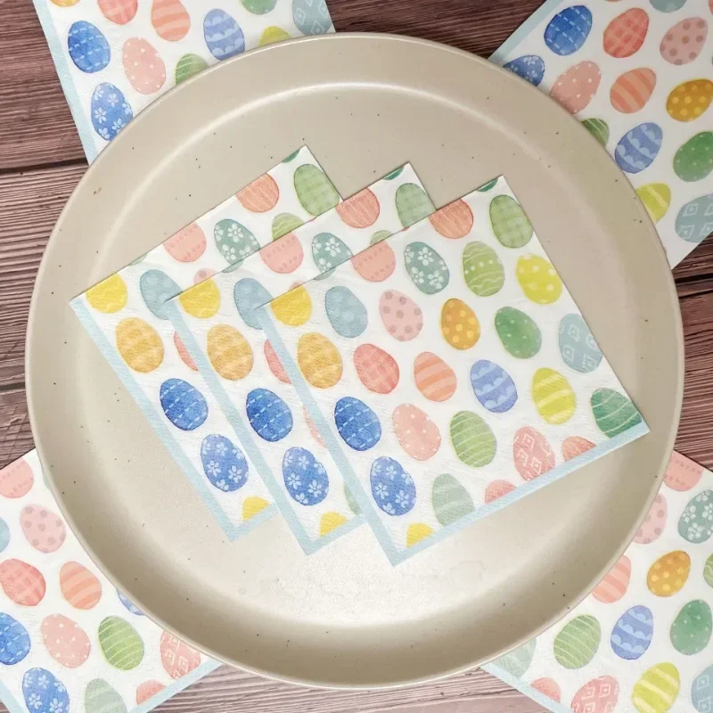 3-Ply Easter Party Colorful Egg Cartoon Printing Square Napkin 33*33cm 20pcs