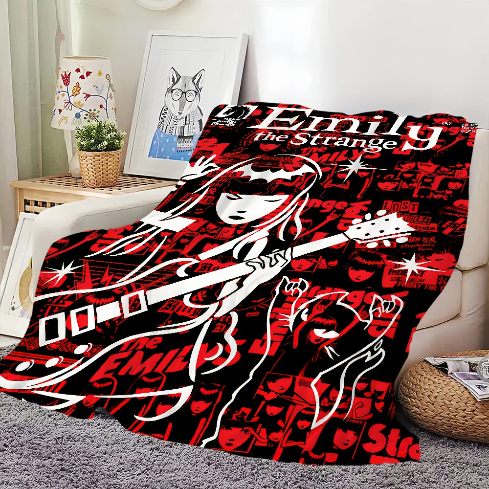 ANIME Blanket Flannel warm comfort  soft plush blanket for sofa living room office bedroom travel E-Emily Strange The book gift 2