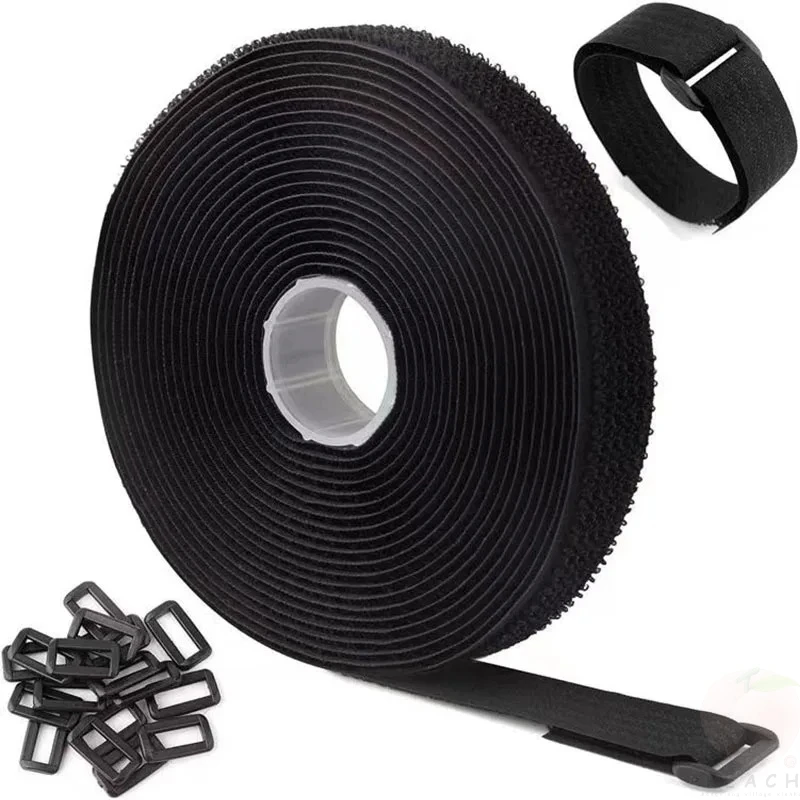 Reusable Nylon Hook Loop Fastening Cable Tape CuttoLength SelfAdhesive Securing Strap Buckle for Organizer Storage