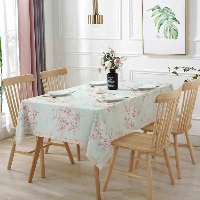 bao2637 Peach Blossom Pattern Tablecloth Lace Rectangular Tea Table Cloth Home Use  Dining Tablecloth 4