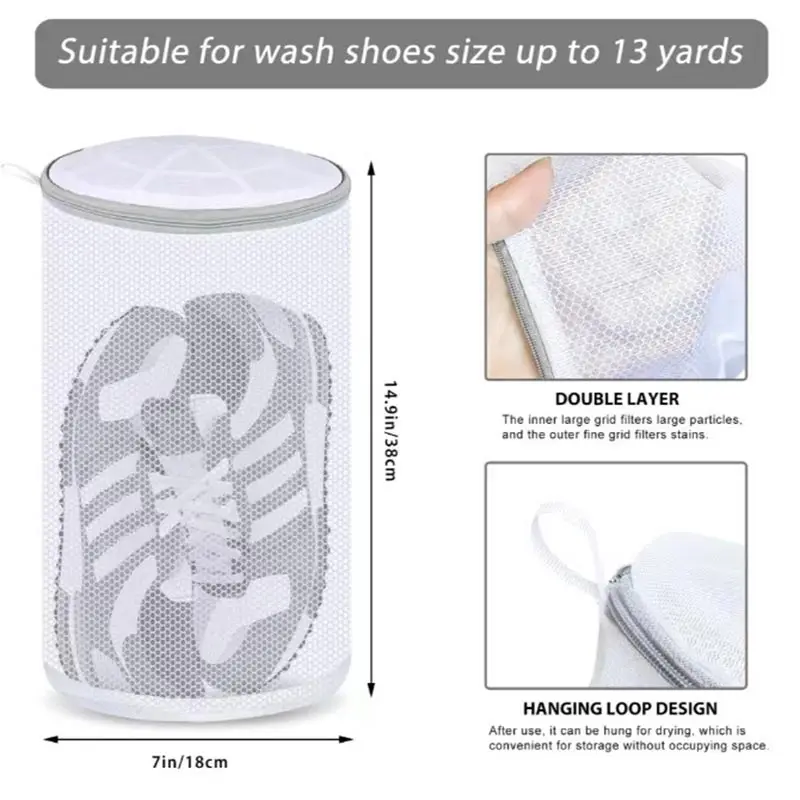 Washing Shoes Bag Padded Net Laundry Shoes Protector Fluffy fibers Polyester Sneaker Washing Friendly Laundry Bag Drying Bags 2