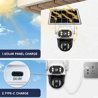 Caméra solaire 4G extérieure à double objectif, triple écran, 12MP, 6K, caméra de surveillance sans fil V380 Pro, batterie intégrée 8000mAh 2