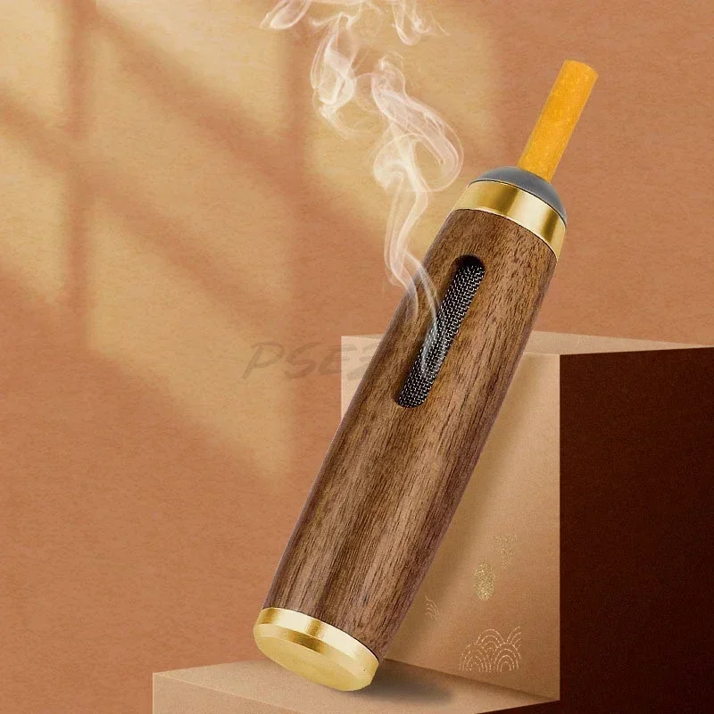 Mini Anti Scalding Multifunctional Car Ashtray Walnut Cigarette Case for 5.2/6.8/7.8mm Cigarette Smoking Gadget 6