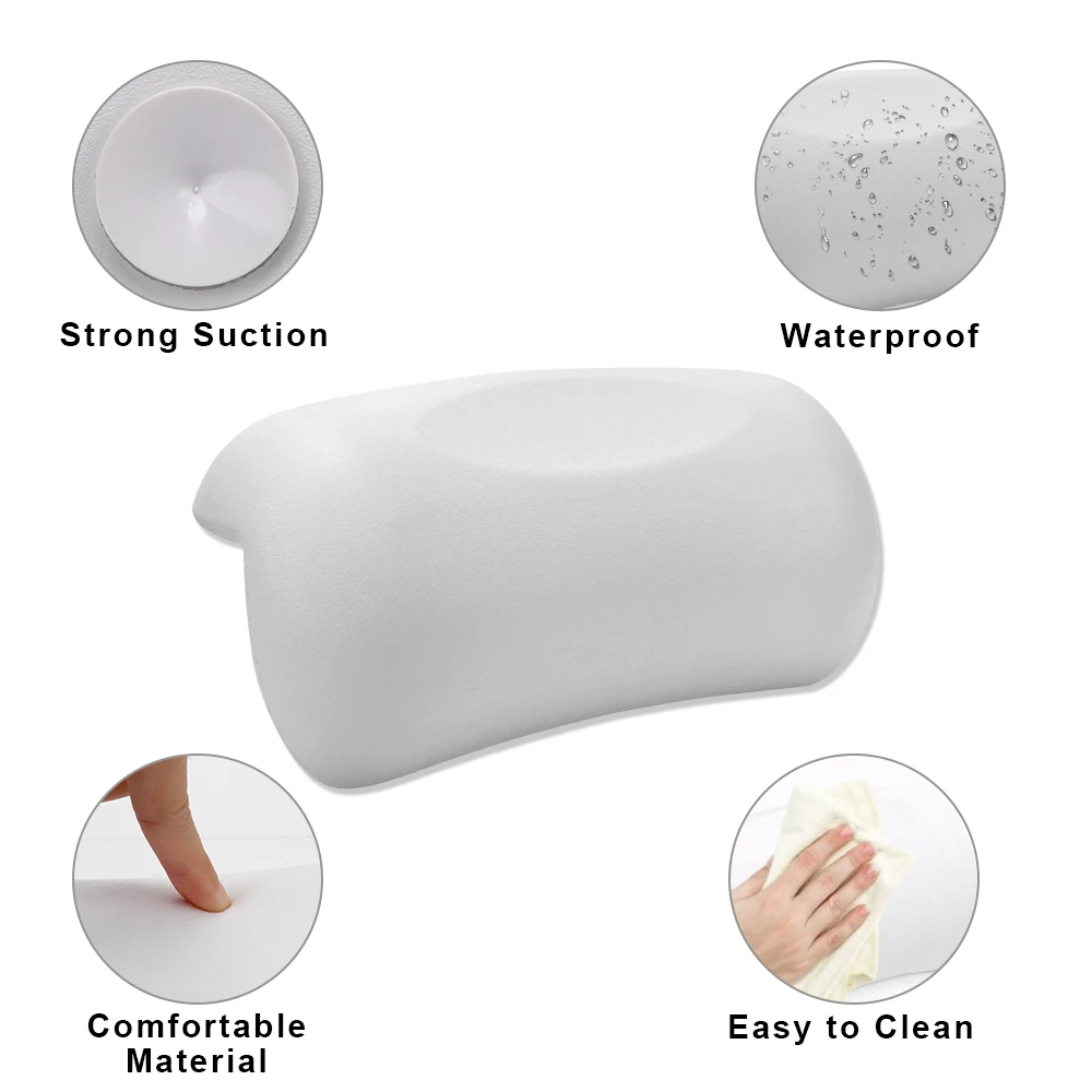 Bath Pillow SPA Suction Cups Easy Clean Bathroom Accessories Bathtub Headrest Non-slip Soft