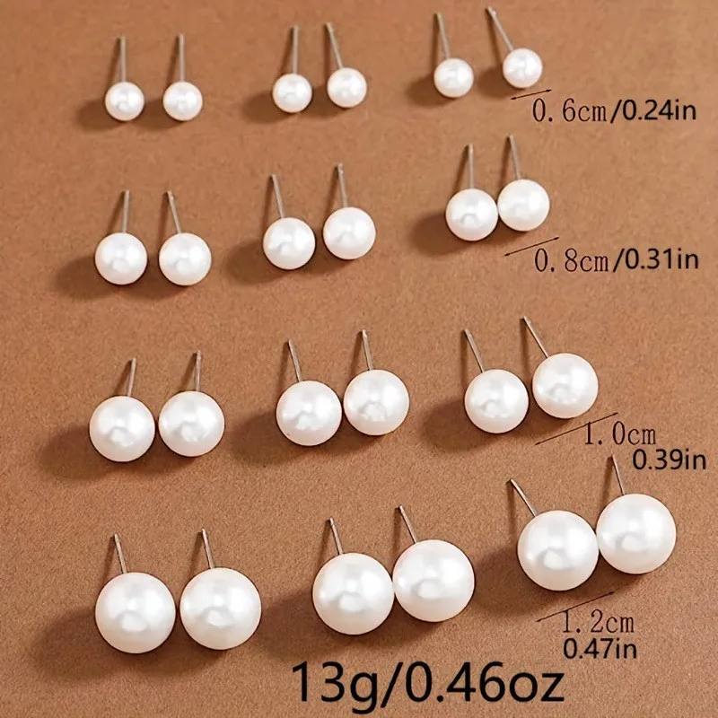 Female Pearl Earrings Set Bohemian Geometric Stud Earrings For Women Fashion Jewelry Gifts 12 pairs/set