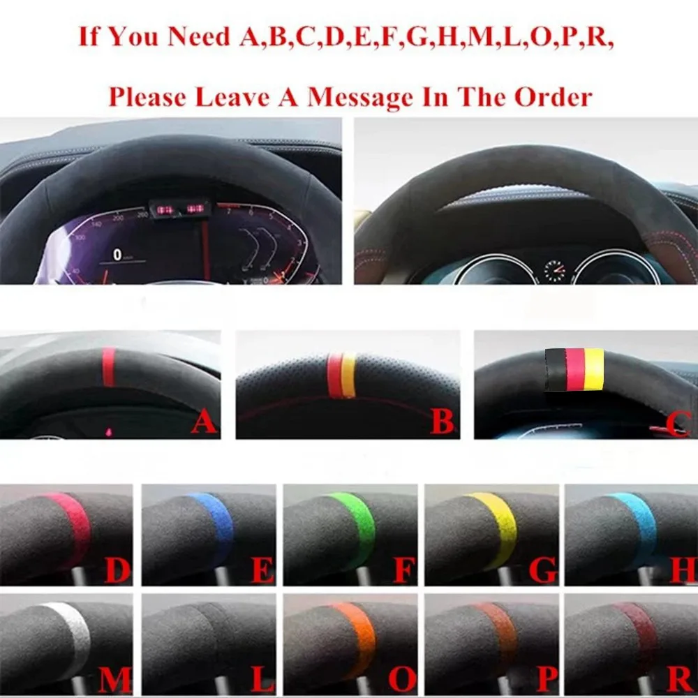 Luxury Black Suede Custom Car Steering Wheel Cover - Premium Auto Interior Accessory