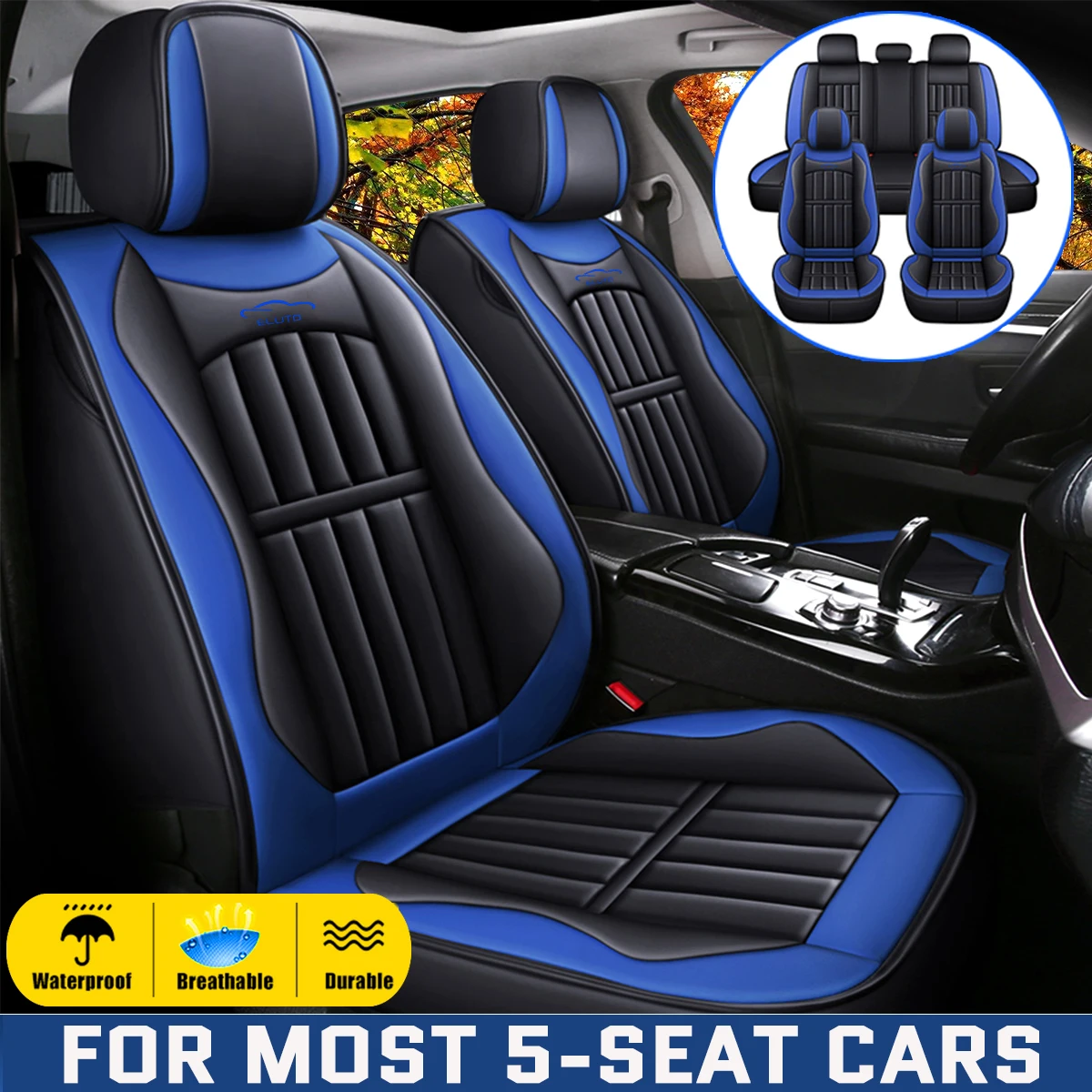 Universal PU Leather Car Seat Covers for 5 Seat SUV Trucks