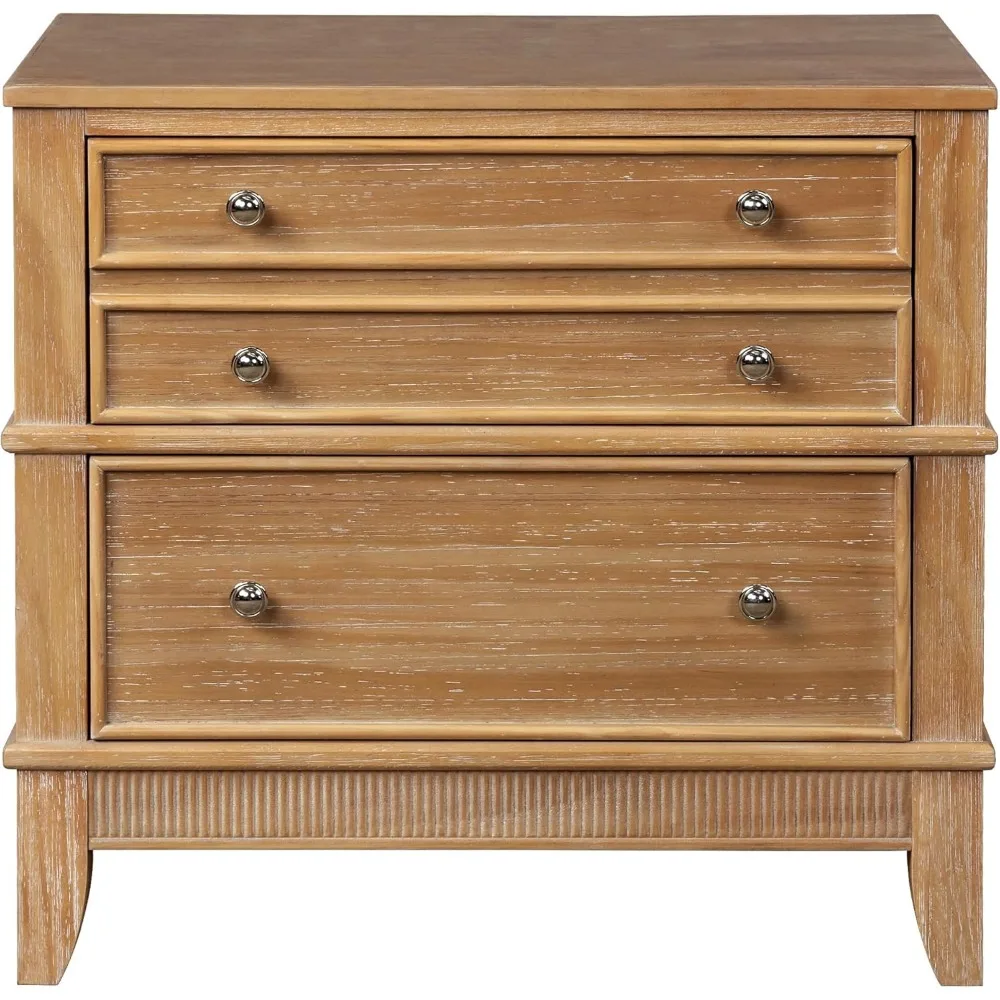 Rustic 3-Drawer Nightstand, Solid Wood End Table Stand Storage Cabinet for Bedroom/Living Room/Office/Home 4